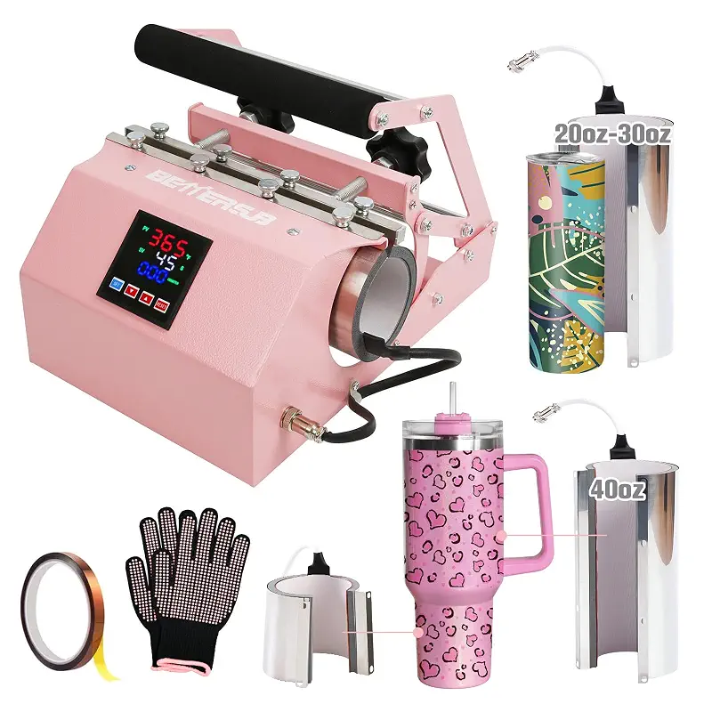 BetterSub 3in1 40 OZ Tumbler Mug Heat Press Machine 30 OZ 20 OZ 16 OZ Sublimation Straight Skinny Tumbler Mug,11 OZ 15 OZ 16 OZ Sublimation Mug Heat Transfer