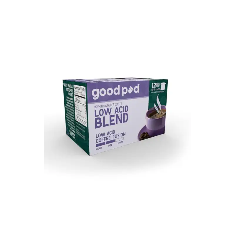 goodPOD Low Acid Blend Single Serve Coffee K Cup Pods, Arabica Coffee, Medium Roast, 12 Count