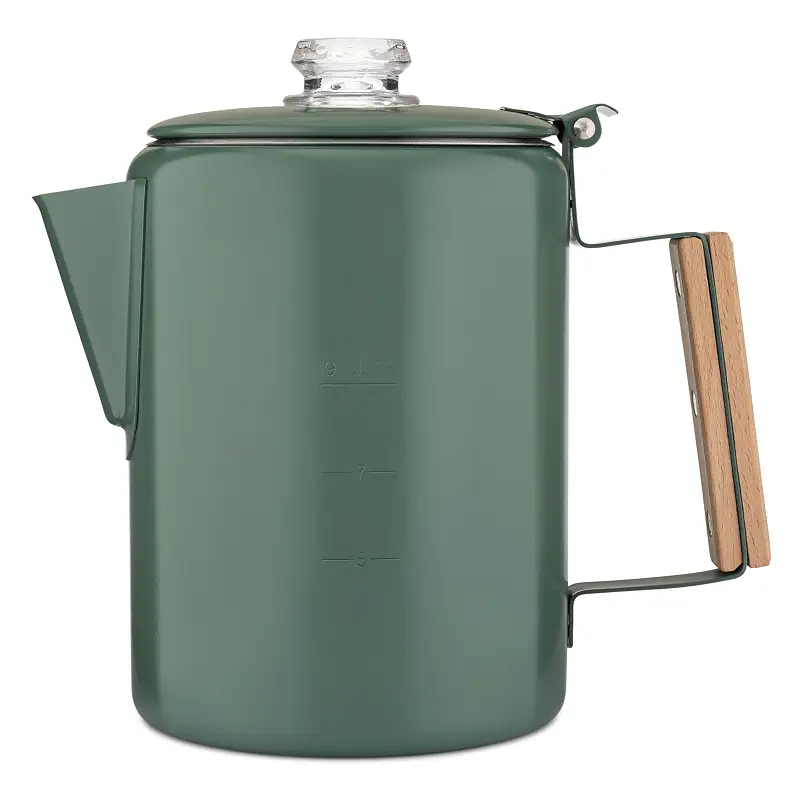 COLETTI Bozeman Color Series Percolator Coffee Pot — Camping Coffee Makers — Camping’s Favorite Percolator – NO Aluminum or Plastic (Camp Green, 9 Cup)