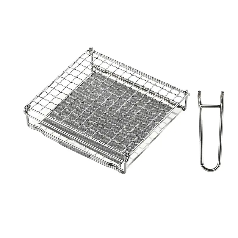 Campingmoon Camping Toaster for Gas Stove, Foldable bbq Grill | 304 Stainless Steel ,Portable, 6.5" x 6.3"in,With Anti-Scald Fork,for Camp Stove, Campfire, RV, Backpacking,Hiking