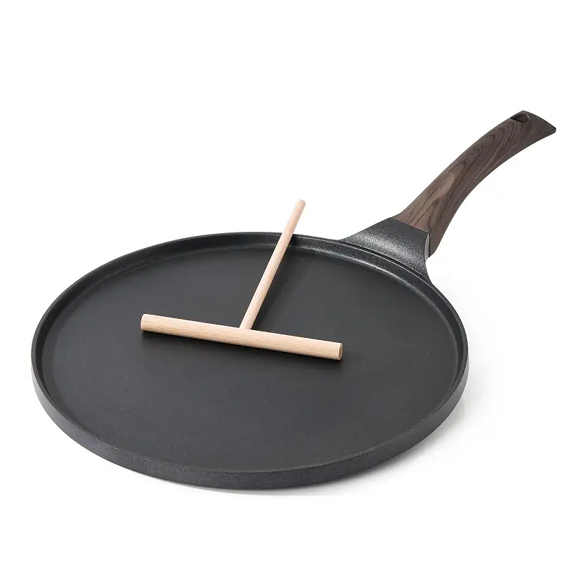 SENSARTE 10 Inch Nonstick Crepe Pan Granite Coating Pancake Pan Black | Swiss Granite Coating Dosa Pan Pancake Flat Skillet Tawa Griddle with Stay-Cool Handle, Induction Compatible