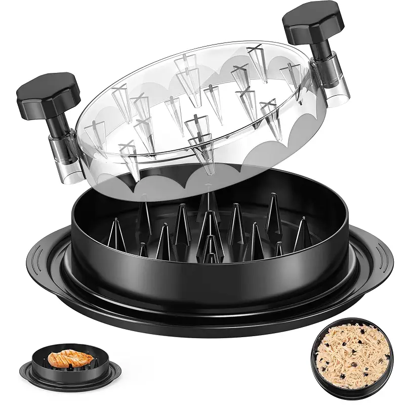 SoulLife Chicken Shredder 8 Inches, Chicken Shredder Tool Twist for Pork Beef Chicken, Meat Shredder, Clear Lid, Ergonomic Handle, Strong Anti-slip, BPA Free, Easy to Clean, Dishwasher Safe (Black)