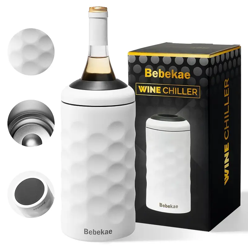 Keep Wine Cold for 6+ Hours Wine Chiller – Double Walled Stainless Steel Wine Bottle Chiller | Vacuum Insulated Wine Chillers for Bottles | Fits Most 750ml Wine & Champagne Bottles