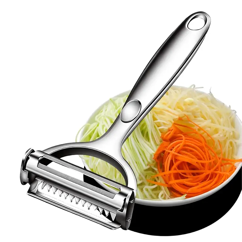 Multifunction Vegetable Peeler Julienne Peeler for Kitchen | stainless steel 2 in 1 julienne vegetable peeler for potato ，cabbage，carrot，cucumber，fruit