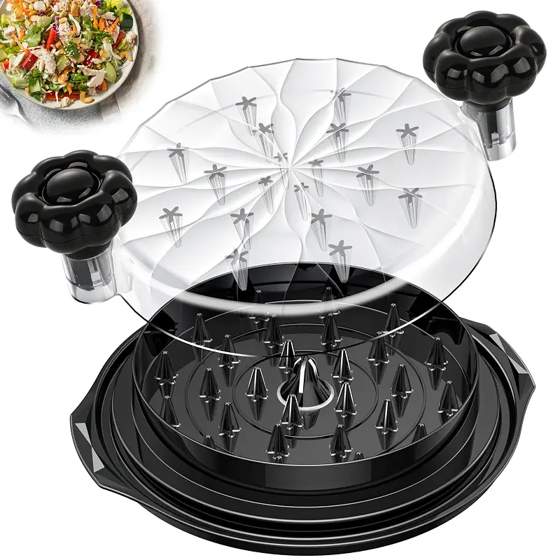 Chicken Shredder Tool Twist Large - Meat Shredders for Chicken Breast | 10'' Pro Visible Kitchen Gadgets Grinder Machine with Brush,Strong Anti-Slip Strip,Ergonomic Handle,BPA Free (Black)