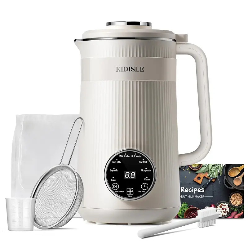 KIDISLE 8 in 1 Nut Milk Maker Machine, 32oz Self-Cleaning Automatic Blender | Almond, Soy, Oat, Coconut, Rice Paste & Juice, No Soaking, 12H Delay Start + Keep Warm, Boil Water, Fresh Homemade