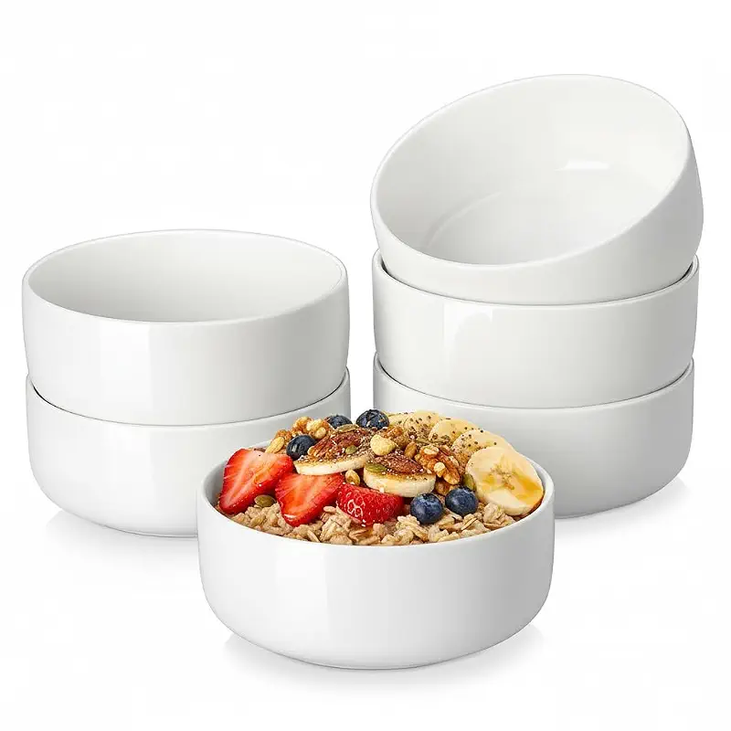 MALACASA 24 OZ Cereal Bowls Set of 6, Ceramic Soup Oatmeal Bowls, White | Porcelain Bowls for Daily Use, Kitchen Cereal, Soup, Oatmeal, Yogurt, Breakfast, Dishwasher Microwave Oven Safe, Series LUNA
