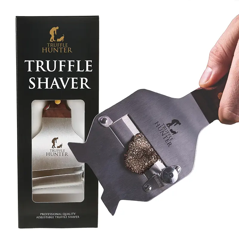 TruffleHunter, Adjustable Stainless Steel Truffle Shaver & Mandoline | Rosewood Handle, Adjustable Blade, Cheese & Vegetable Slicer, Garlic & Chocolate Shaver