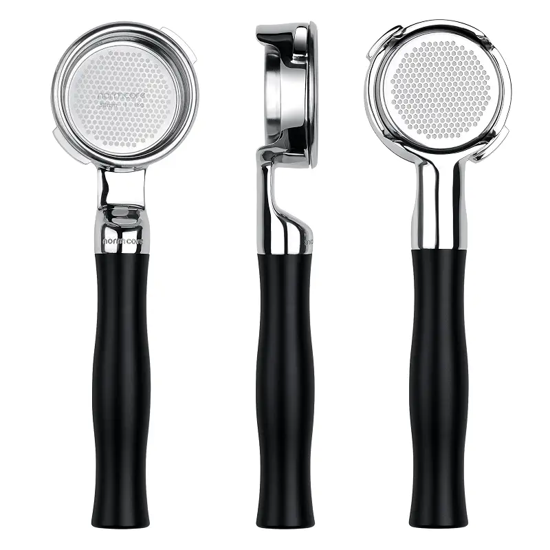 Normcore 58mm Silm Bottomless Portafilter with 18g Basket, Naked Portafilter with Black Anodized Aluminum Fit Gaggia Classic Machines, 18 g Precision Double shot Basket Included
