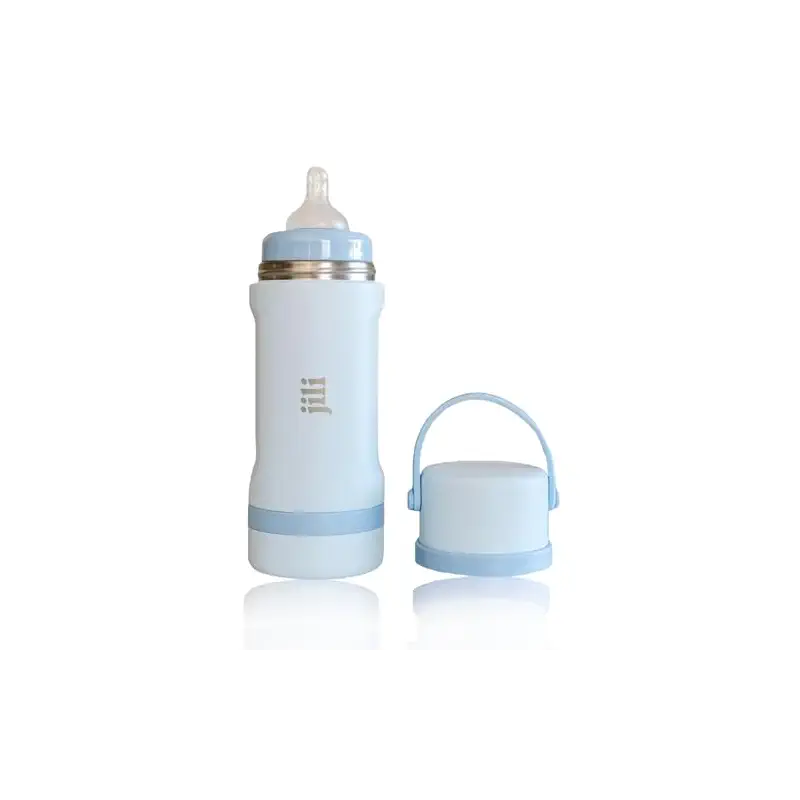 Jili All-in-One Baby Bottle, Insulated Stainless Steel Bottle with Formula Container, Anti-Colic Nipple, and Leak-Proof Lid, Baby Essentials for Travel, BPA, Parabens, and Phthalate-Free, Ice, 8 oz.