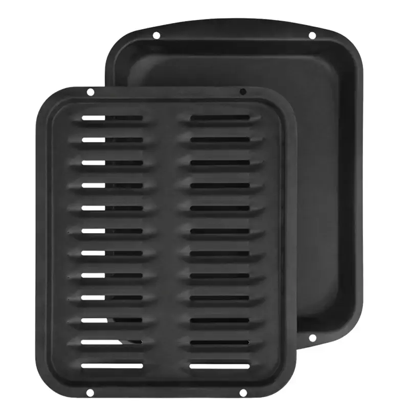 Broiler Pan for Oven Nonstick 16.75” x 13” Ceramic Coated - Broiling Pan for Oven Withstands Heat up to 550° F - Heavy Duty Broil Pans and Rack Circulate Heat and Drain Fat (Black)