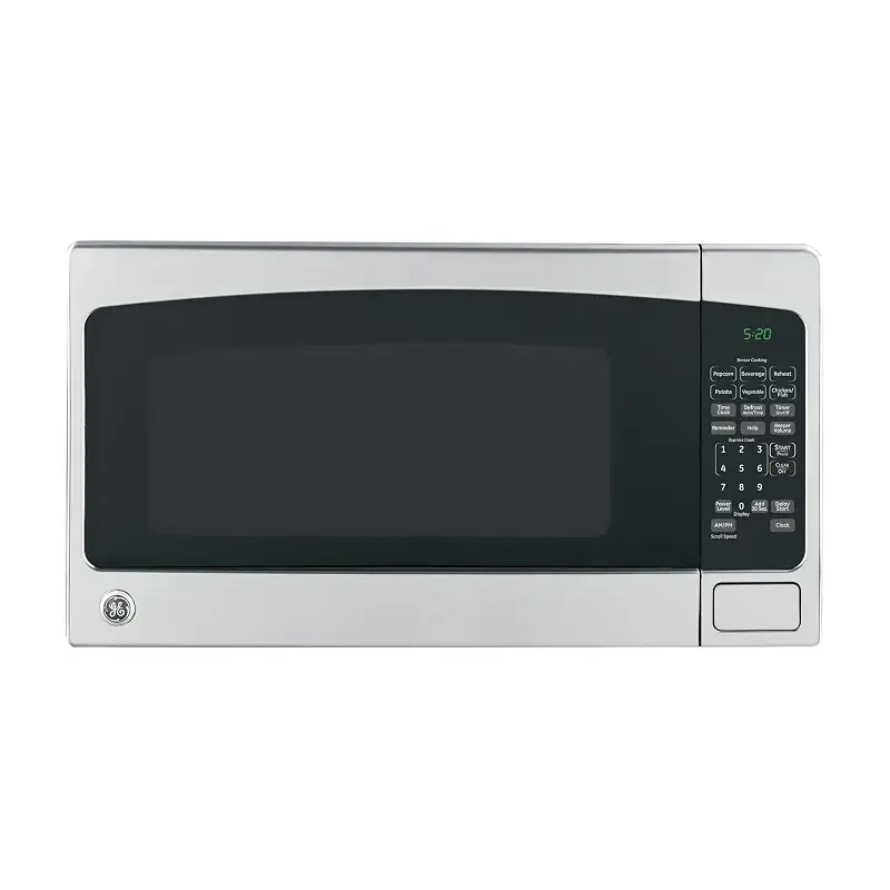 GE Countertop Microwave Oven,1, 200-watt Capacity, 2.0 Cubic Ft., 8 Auto Setting Cooking Settings, Child-Lock Technology, Kitchen Essentials for the Countertop, Dorm Room or Apartment, Stainless Steel