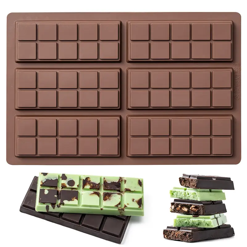 Chocolate Bar Mold，Non-Stick Chocolate Molds，100% Food Grade Silicone Mold | DIY Chocolate Bar Mold, Chocolate Chip Mold for Dubai Pistachio Rod, Candy, Snacks,Knafeh Pistachio Rod and More(10 Snap)