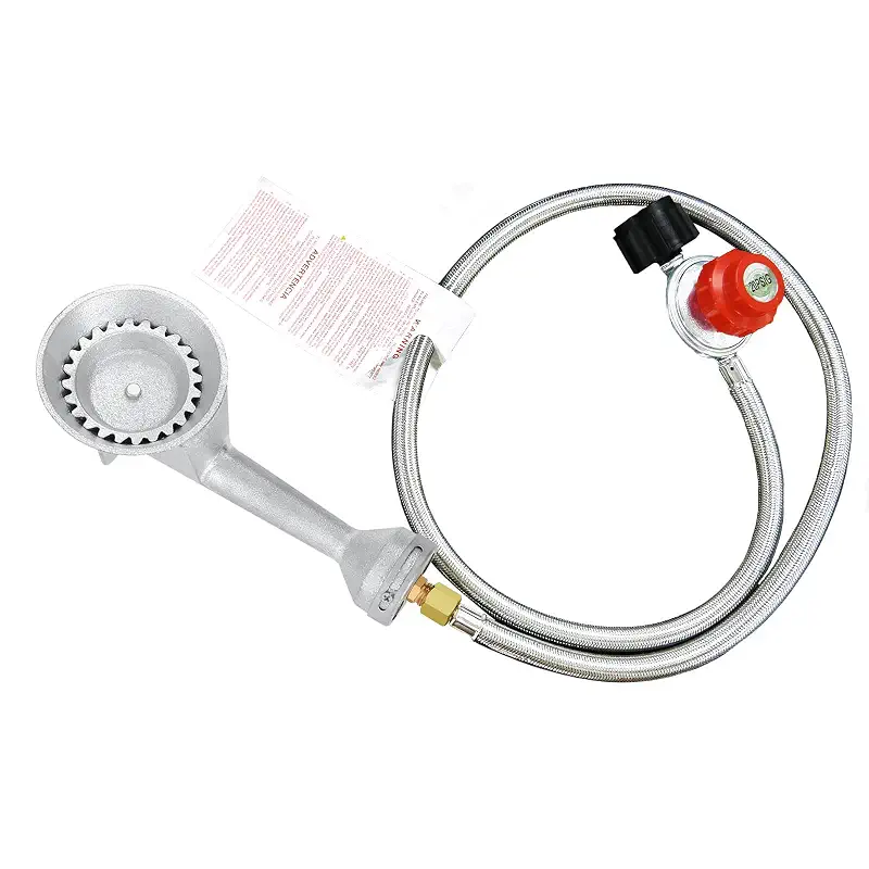 BESTFIRE High Pressure Cast-Iron Propane Burner Head Taper Burner Head | with 20 PSIG Adjustable High Pressure Propane Regulator with Hose and Brass Fitting for Outdoor Cooking