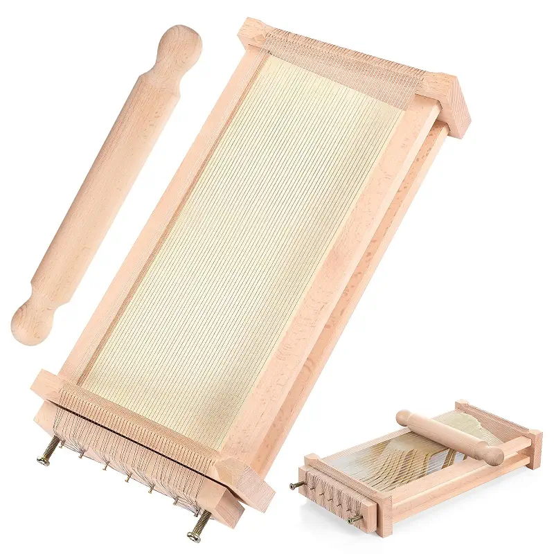 Silifine Pasta Guitar Chitarra Cutter Rolling Pin, Wood Color, Wood | Guitar String Cutting Board for Spaghetti Lasagna, Italian Tool, Handmade Pasta Maker, Cooking Gift for Grandma, Mom