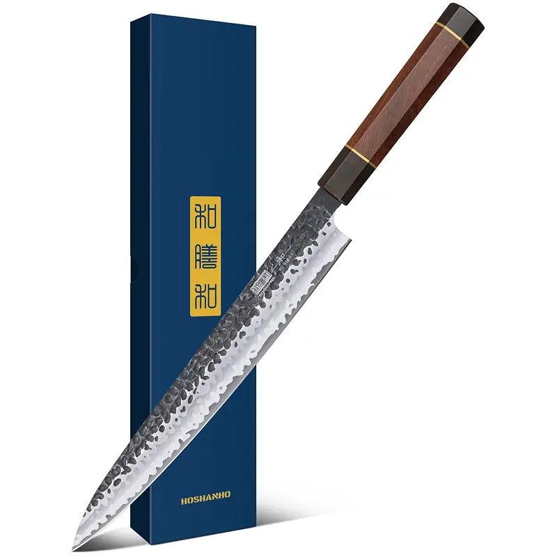 HOSHANHO Sushi Knife 10 Inch, Ultra Sharp Sashimi Knives, Rosewood Handle | Hand Forged High Carbon Steel Yanagiba Knife, Japanese Kitchen Chef Knives for Cutting Sushi & Sashimi, Fish Filleting