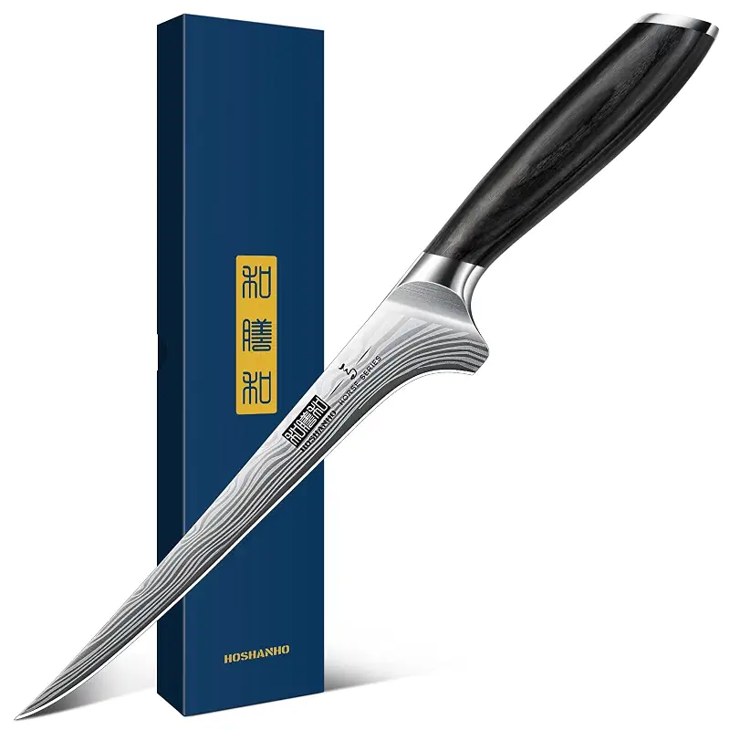 HOSHANHO Fillet Knife 7 Inch, Japanese Sharp Boning Knife, Flexible Blade | Japanese High Carbon Powder Steel Fish Knives for Meat Poultry Chicken Cutting, Filet Knife with Ergonomic Pakkawood Handle