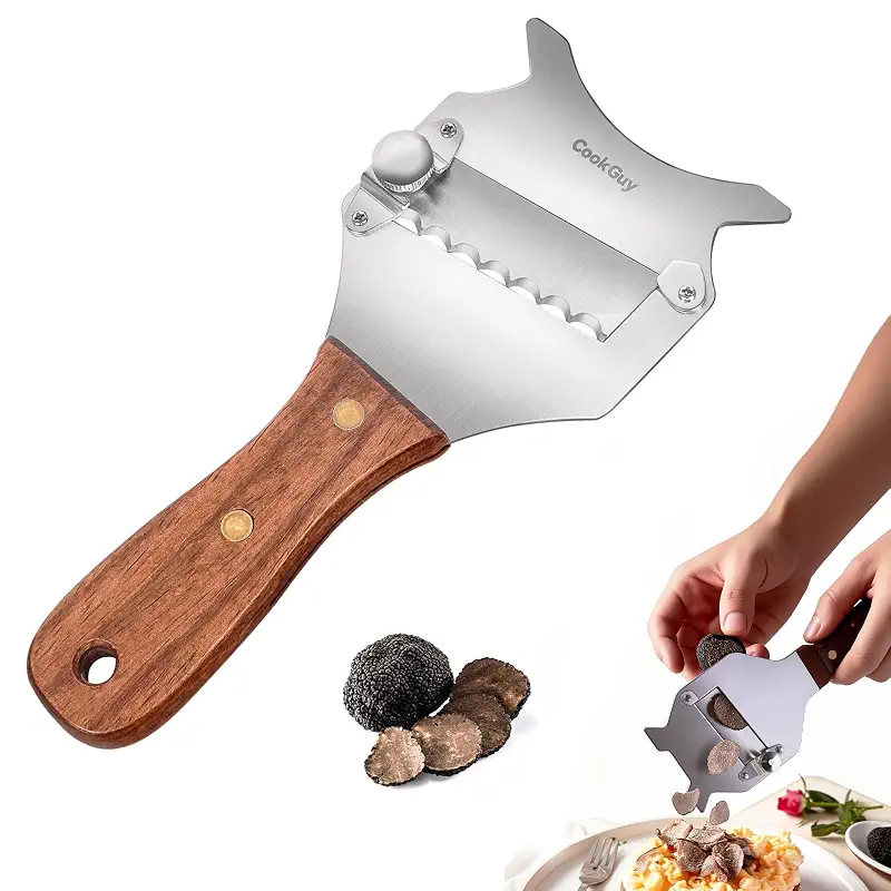 Cook Guy Truffle Shaver/Slicer, Truffle Knife Adjustable | Stainless Steel Blade & Rosewood Handle | Premium Cheese, Chocolate, Mushroom Cutter for Home Chefs & Professional Kitchens