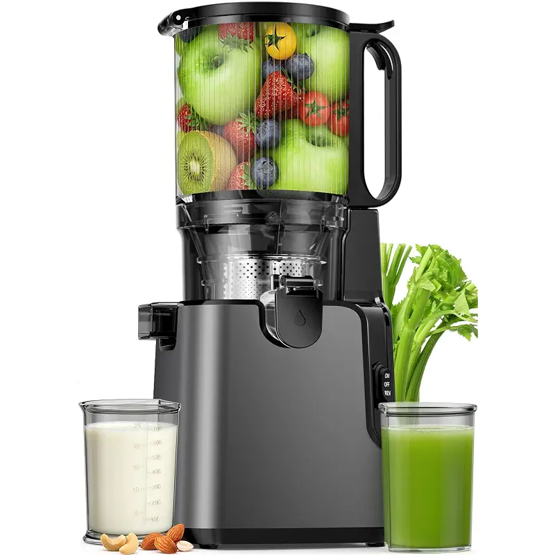Juicer Machines with 5.8" Large Chute, 2-in-1 Cold Press Juicer for Whole Vegetables Fruits 400W, Masticating juicer Easy to Clean Juice Extractor Machine for Making Nut Mike, Juice, Premium Gray