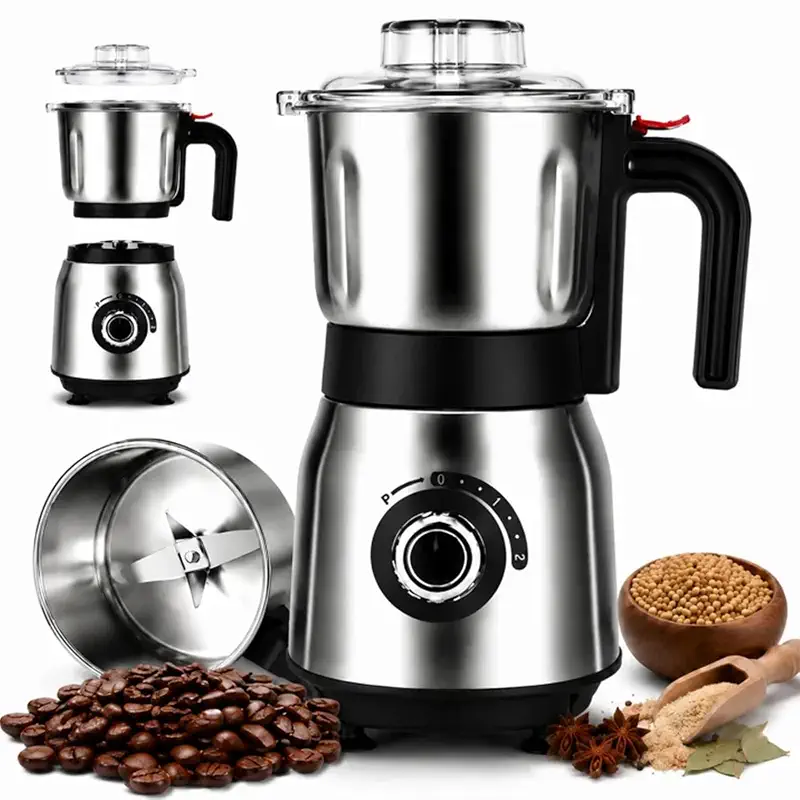 FAOFER Electric Spice,Coffee and Nut Grinders for Kitchen | 3 Stainless Steel Blades, 1 Filter, 1 Brush - 500W Grinder for Kitchen Dry Use (Black)