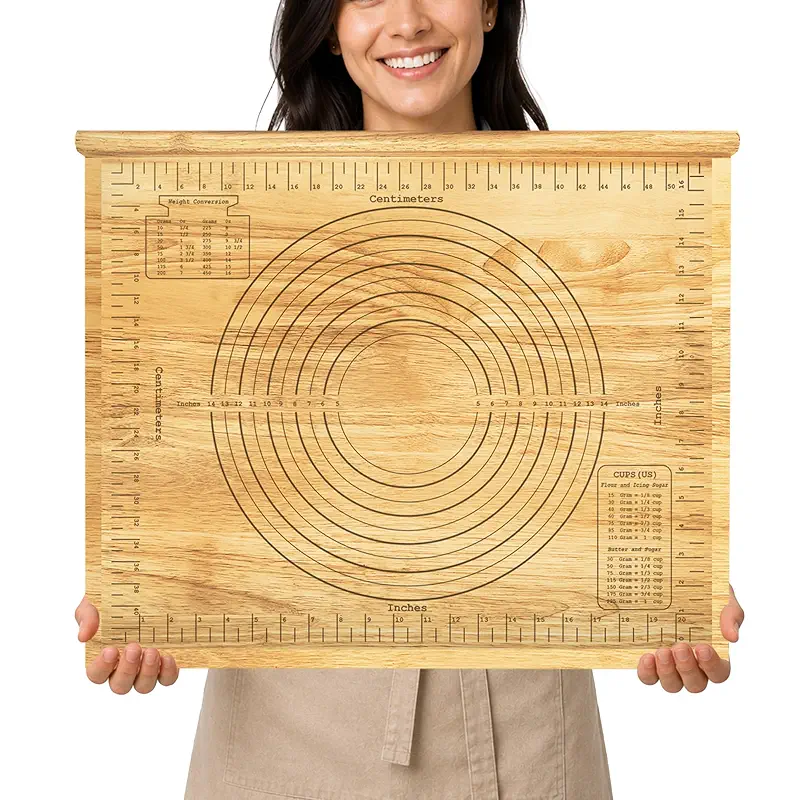 Extra Large Pastry Board, 24'' x 20" Wood Dough Rolling Tray with Edge, Reversible Cutting & Serving Board for Pizza, Bread, Pastry Baking, Kitchen Counter Dough Prep Board