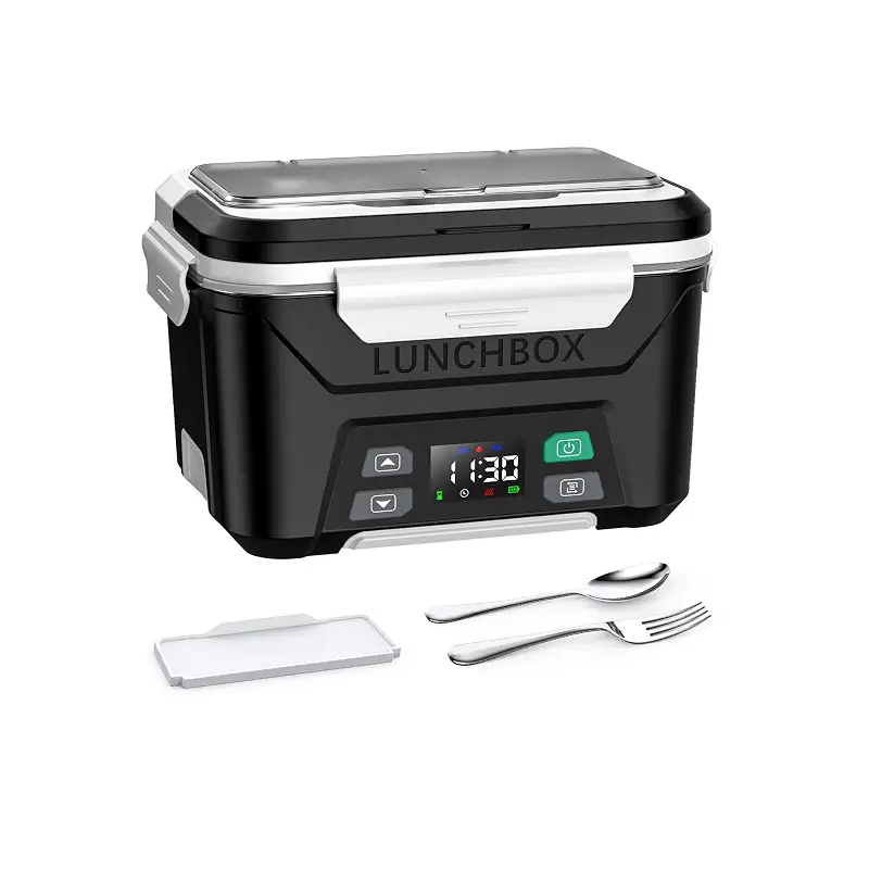 EAST OAK Cordless Electric Lunch Box, Heated Lunch Box for Men with Timer | Self Heating Lunch box with Automatic Heating, 5.5 Cups Portable Food Warmer with Removable Tray Divider & Insulated Bag