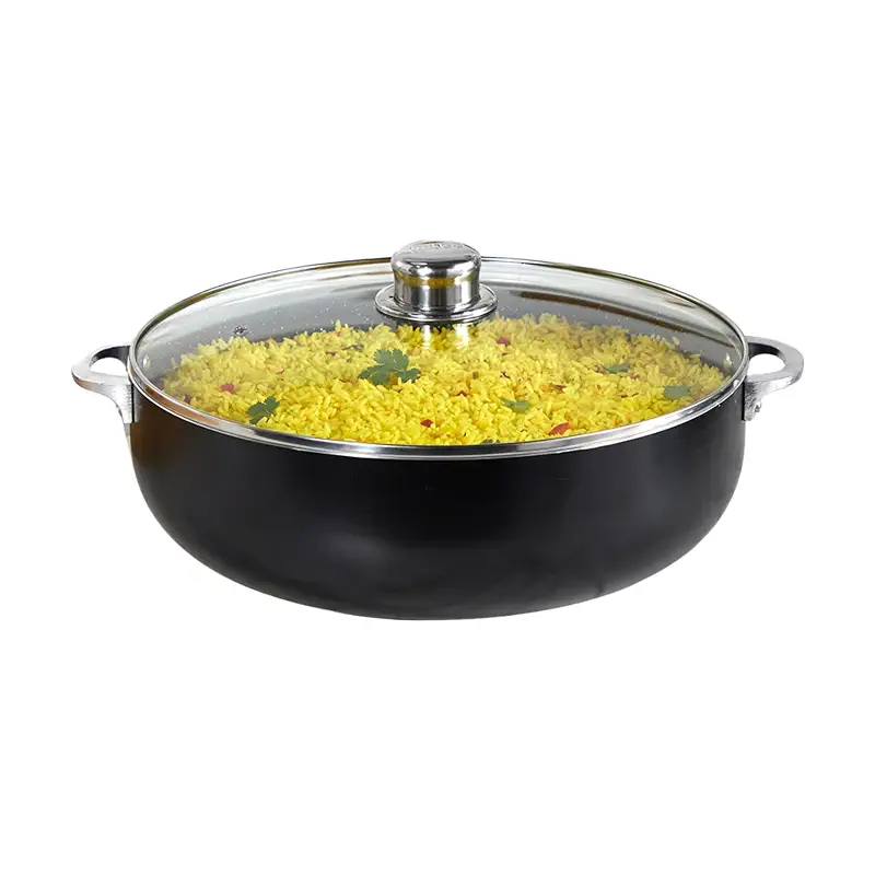 IMUSA 6.9 Qt Bistro Cera Aluminum Speckled Black Ceramic Caldero Oven Safe | For Family Meals and Traditional Cooking
