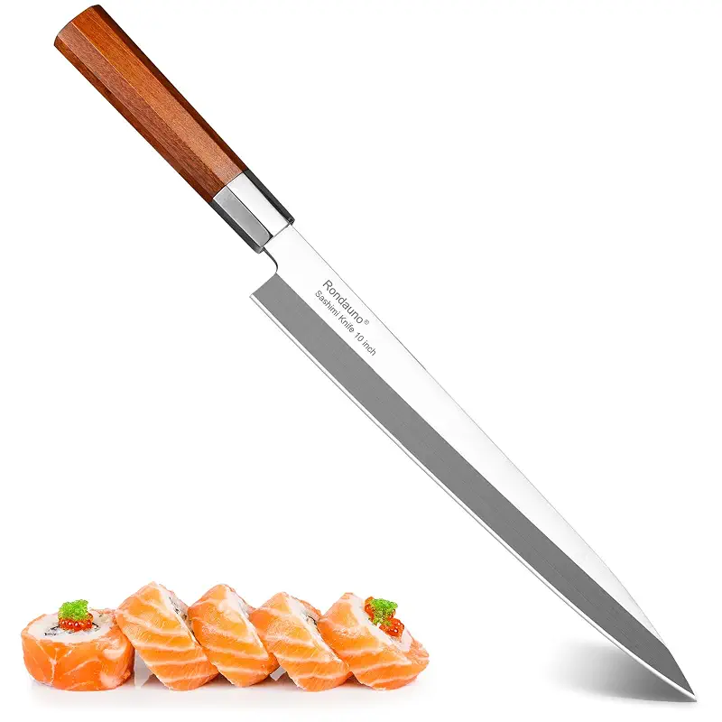 Rondauno Sashimi Knife, Yanagiba Sushi Knife 10 in Precision Fish Slicing | Japanese High Carbon Stainless Steel, Filleting with Ergonomic Wooden Handle