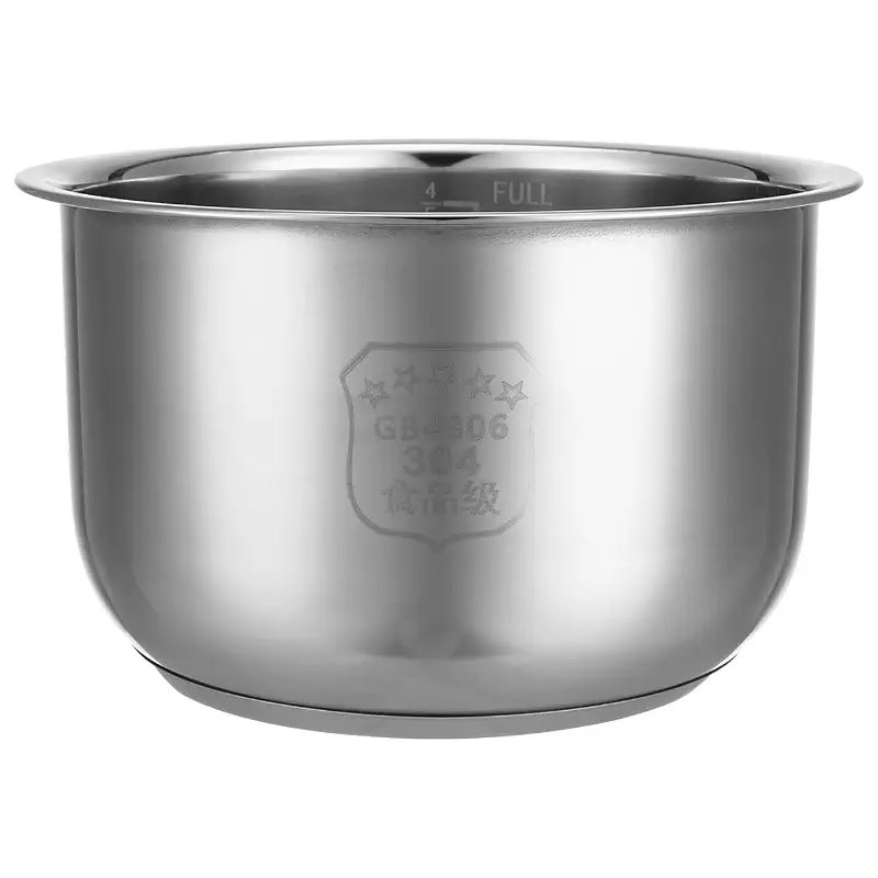 2L Stainless Steel Rice Cooker Inner Pot Replacement | 7.07X7.07X4.13in Kitchen Liner for Cooked Capacity for Home and Dorm Use Scale Markings