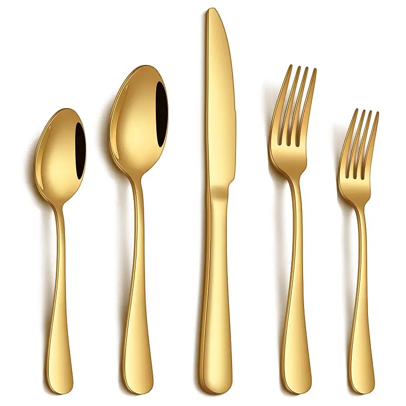 PHILIPALA 20 Piece Gold Silverware Set, Stainless Steel Flatware Set for 4 Food Grade Novelty Flatware Cutlery Utensil Set Include Knife Fork Spoon Mirror Polished Dishwasher Safe