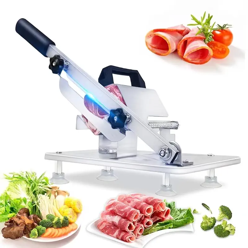 Manual Frozen Meat Slicer Meat Cutter Upgraded Stainless Steel Meat Cleavers Beef Mutton Roll Slicing Machine Vegetable Meat Slicer for Home Cooking Hotpot Shabu