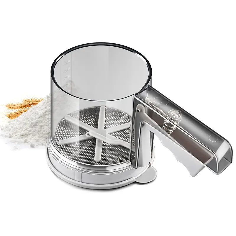 ‌3 Cup Flour Sifter, Sifter for Baking Sifter Handheld Baking Sieve Food-Grade Double-Filter Stainless Steel Flour Sifter Non-Rust Sifter used for Rapid Screening of Flour Apricot Flour Sugar Powder