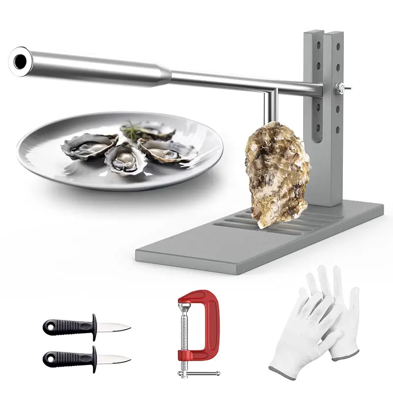 Stainless Steel Oyster Shucker Tool,Portable Oyster Shucking Knife,Easy to Use Oyster Knife,Oyster Opener Machine for Home Use,Including Two Oyster Shucking Knife,a pair of Glove and one G-Clamp.