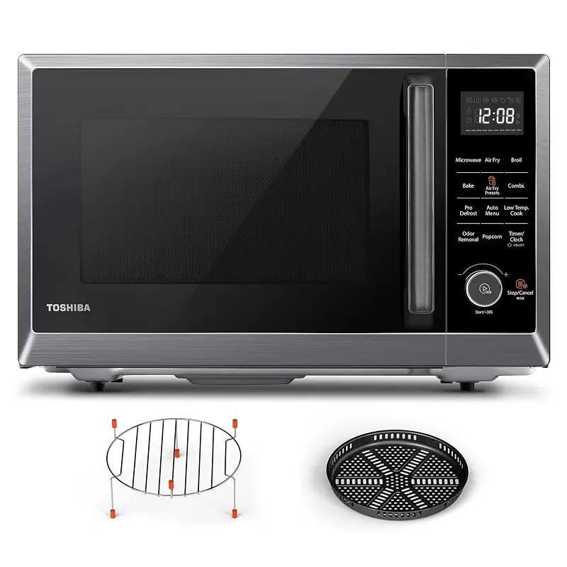 TOSHIBA Air Fryer Combo Microwave, 1.0 Cu.Ft, Black Stainless Steel | 8 in 1 with Convection & Broil, Pro Defrost, 12.4" Turntable
