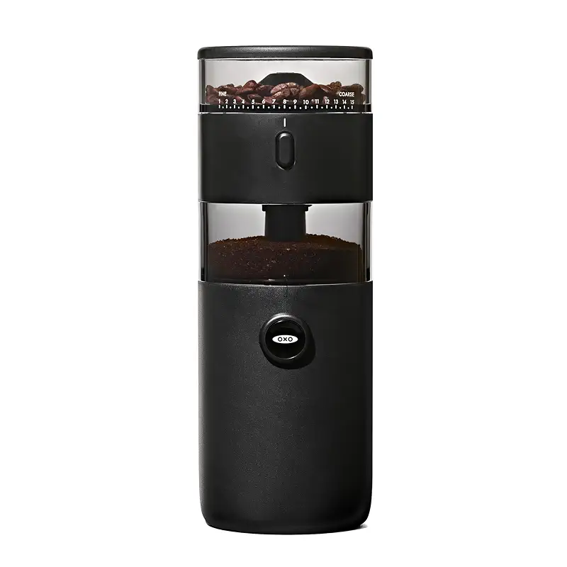 OXO Brew Compact Conical Burr Electric Coffee Bean Grinder - 50g Capacity | Countertop Coffee Grinder, Consistent Grind Size, Multiple Settings, Home Brew, Stainless Steel