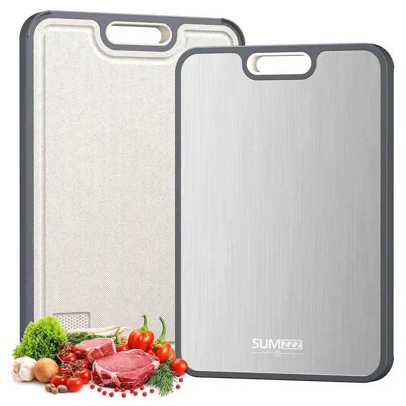 Titanium Cutting Board for Kitchen, Pure Titanium/PP, Size 16”×11” | Food Grade Materials, Separate Prep Surfaces for Raw & Cooked Food, Odor Resistant, Easy to Clean, Durable Kitchen Essential