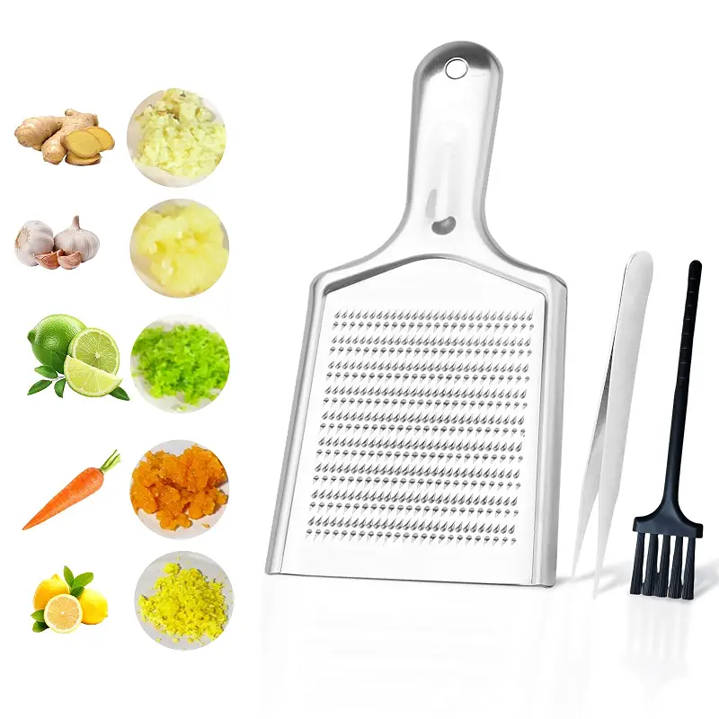 Ginger Grater Tool, Stainless Steel Grater Rustproof 8.46"x4.16" Large Size Ginger Grinder for Fine Grate, Dishwasher Safe Kitchen Tool for Garlic Cheese, Nutmeg, Vegetables & Citrus Zesting