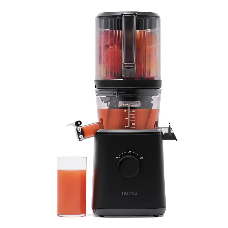 Nama J2 - Cold Press Juicer - Hands-Free - Black | Wide Mouth Hopper fits a whole recipe - Zero Waste Masticating - High Yield Juice, Less Pulp - Easy to Clean