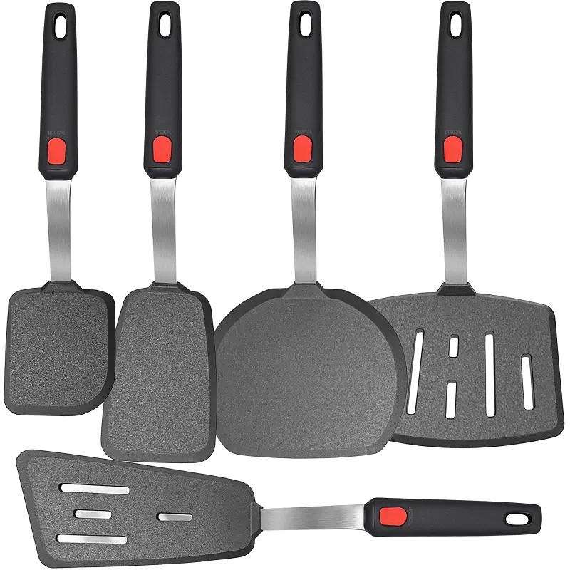 Mixed 5 Piece Silicone Spatula Set,No-Melt Handle and Blade | 600F Heat-Resistant,Kitchen Cooking Utensils for Nonstick Cookware, Spatula Turner for Egg,Pancake,Burger,Dishwasher Safe