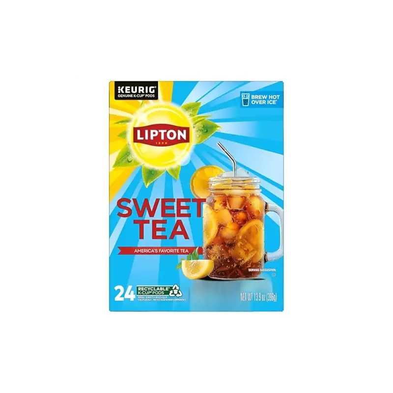 Lipton Southern Sweet Black Tea K-Cup Pods, 24 Count for Keurig | Rainforest Alliance Certified Iced Tea K-Cups with Real Tea Leaves and Natural Sweetness Brew Hot over Ice