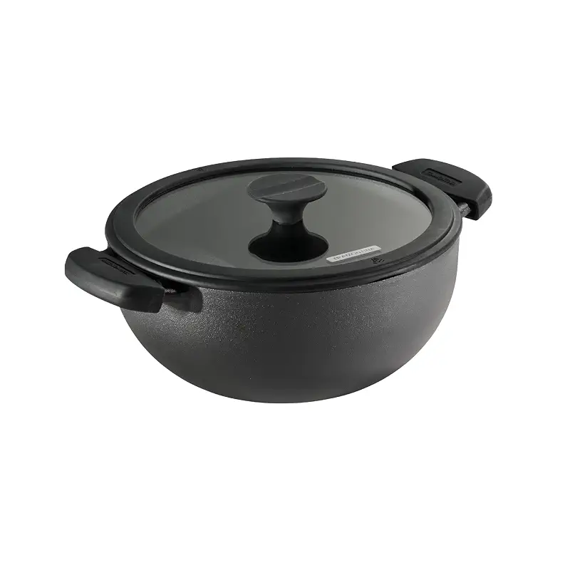Tramontina Utsava Pre-Seasoned Cast Iron 3.9-Quart Kadai with Lid | Kadhai Pot for Indian Cooking