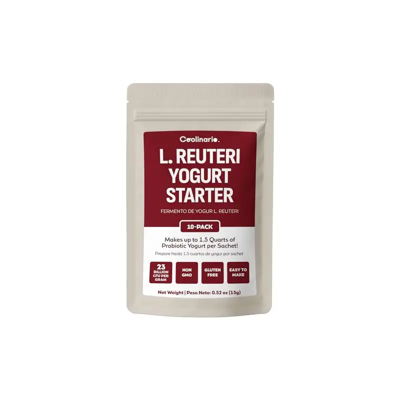 Coolinario L Reuteri Yogurt Starter (10-PK, 1.5g Sachets) Reuteri Probiotic | Yogurt Starter Culture with Lactobacillus Reuteri Probiotics, Non-GMO, No Preservatives, Gluten Free, Creamy & Delicious