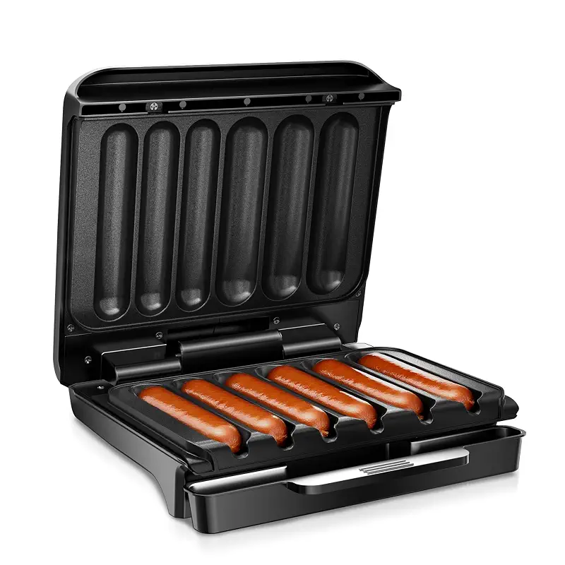 KEINVE Hot Dogs Machine, Electric Grill with Oil Drip Tray, and Cord Storage, Ideal for Veggie Sausages, BBQ or Sausage, Nonstick Plate for Easy Clean | Ideal for Veggie Sausages, BBQ or Sausage , Nonstick Plate for Easy Clean (Black)