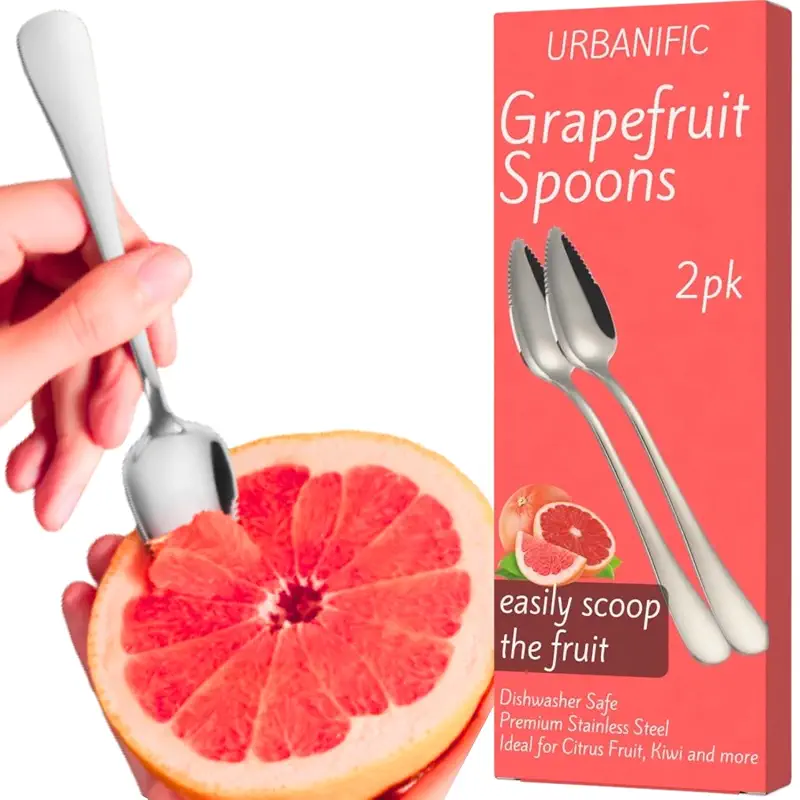 Grapefruit Spoons – Serrated Edge 304 Stainless Steel Spoon - 2PK | Easily Cut Citrus Fruits - Dishwasher Safe - Polished Mirror Finish