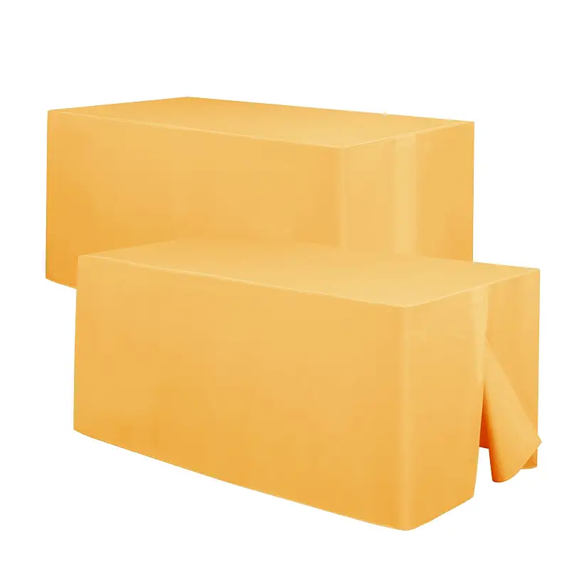 Hiasan Waterproof Fitted Tablecloths 2 Pack, Orange Yellow, 30 x 72 Inch | Tear Resistant Rectangle Table Cloth for 6 FT Tables, Polyester Table Cover for Trade & Craft Show, Banquet, Wedding, Parties