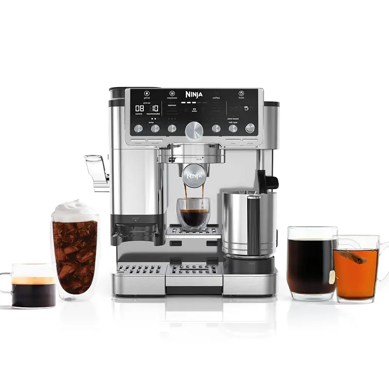 Ninja Luxe Café Pro Series, Espresso, Cold Brew, Hot Water, ES701 | Drip Coffee, Integrated Tamper, Built-in Grinder, Hands-Free Frother for Cappuccinos, Lattes, Americanos, Dairy or Non-Dairy