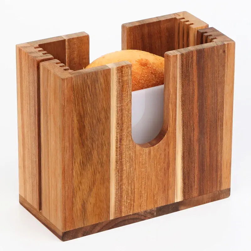 Large Adjustable Bagel Slicer Holder | Acacia Wood Bread Cutter for different sizes Bagels, Buns, English Muffins – Non-Slip Base, Easy Storage