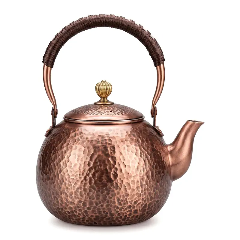 Handmade Hammered Copper Tea Kettle for Stove Top - 1.6 Quart (1500ml) Extra Thick Stovetop Teapot with Non-Toxic Coating-Free Design, Traditional Craftsmanship & Rust Resistance