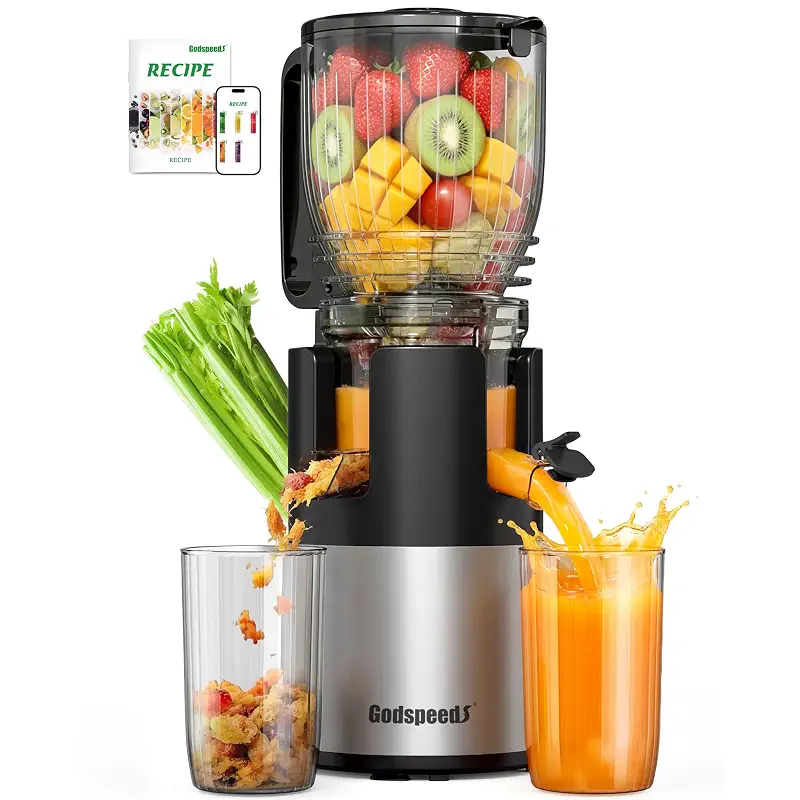 Godspeeds Juicer Machines, 6" Large Feed Chute Cold Press Juicer | For Whole Fruits & Vegetables, Easy to Clean Design, High Juice Yield Slow Masticating Juicer for Home Daily Wellness