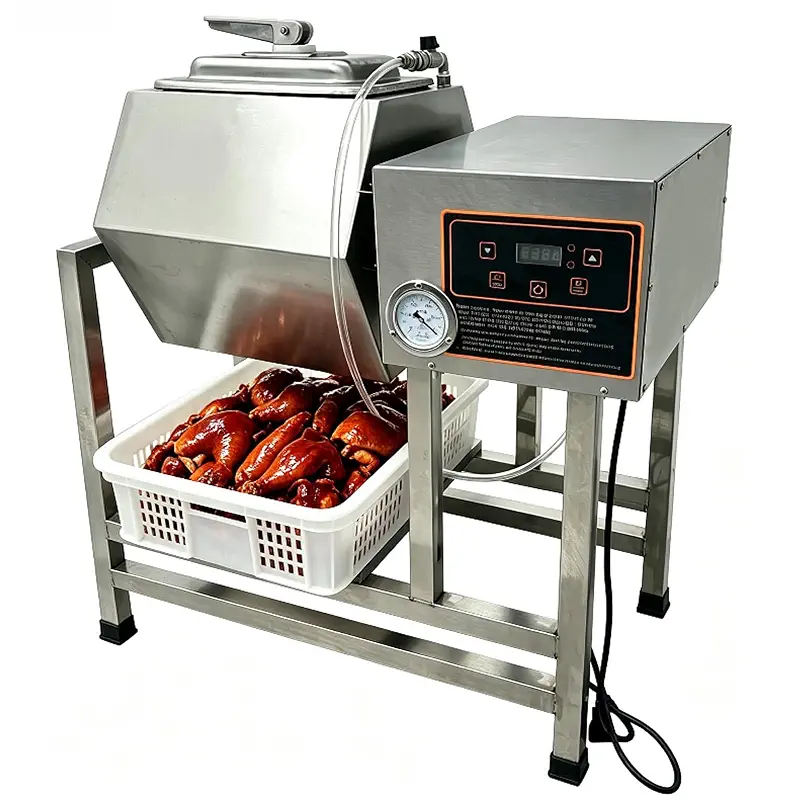 INTBUYING 38L Commercial Meat Vacuum Tumbler Marinator Electric Meat Vegetable Tumbler Marinator 360°Rotation with Timer 110V 350W for Shop Restaurant Cafeteria